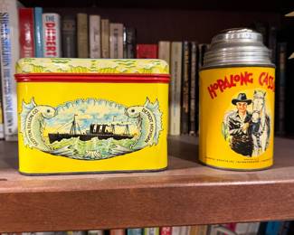 Vintage tin lunch boxes including Hopalong Cassidy