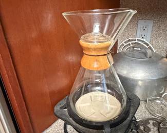 Chemex style pour over coffee carafe and stock pot