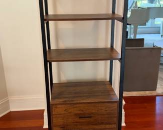 Wood-Look Shelving Unit with Two Lower Drawers