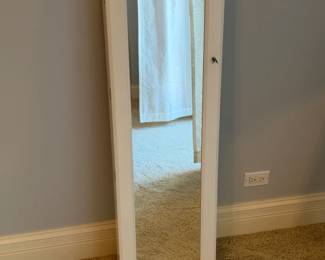 White Wall-Mount Mirrored Jewelry Cabinet