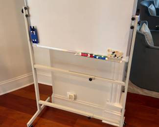 Mobile Dry-Erase Whiteboard on Wheeled Stand with Pictured Accessories