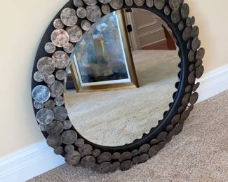 Uttermost Rolin 32¾-Inch Round Staggered Nail Head Mirror