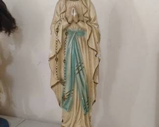 Vintage Chalkware Statue of Our Lady of Lourdes