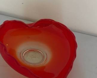 Viking Glass Persimmon HeartShaped Bowl