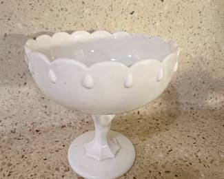 Indiana Glass Milk Glass Teardrop Pedestal Compote