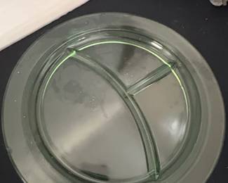 Depression Glass Uranium Divided Grill Plate second image