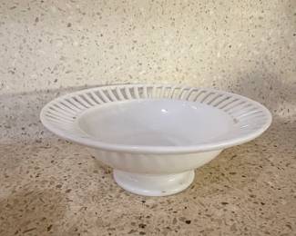 Westmoreland Milk Glass Pierced Rim Compote Bowl