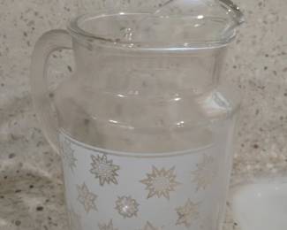 Vintage Federal Glass Atomic Snowflake Pitcher