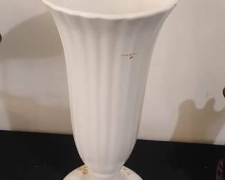 Vintage E.O. Brody Co. Ribbed Milk Glass Pedestal Vase