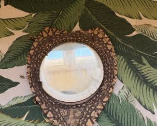 Vintage Victorian LaceCovered Hand Mirror second image