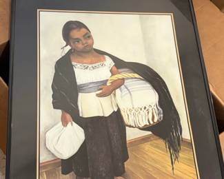Diego Rivera Nina en Azul y Blanco Print