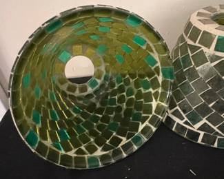 Pair of Mosaic Glass Candle Lamp Shades second image