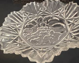 Vintage Federal Glass Pioneer Fruit Pattern Ruffled Bowl second image