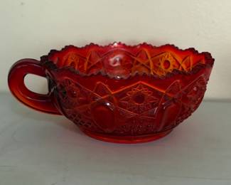 L.E. Smith Quintec Pattern Amberina Glass Nappy