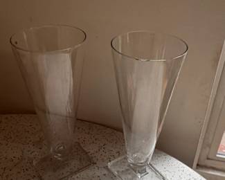 Pair of MidCentury Modern Clear Glass Pilsner Glasses