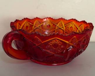 L.E. Smith Quintec Pattern Amberina Glass Nappy third image