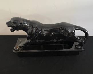 MidCentury Modern Ceramic Panther TV Lamp Planter