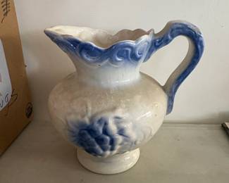 Vintage Flow Blue Style Ceramic Pitcher
