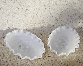 Fenton Milk Glass Ruffled Edge Dishes