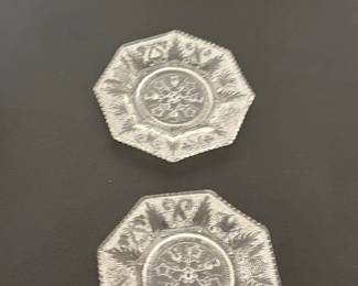 Vintage Pressed Glass Hexagonal Coasters