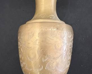 Vintage Indian Etched Brass Vase second image
