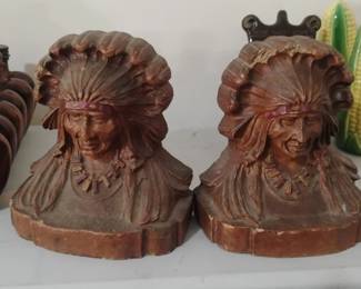 Vintage Native American Chief Bookends