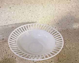 Westmoreland Milk Glass Pierced Rim Compote Bowl second image