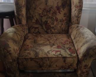 Floral Upholstered Wingback Armchair