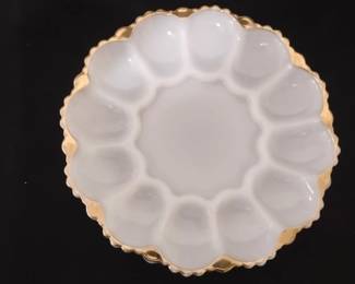 Vintage Anchor Hocking FireKing Milk Glass Deviled Egg Plate