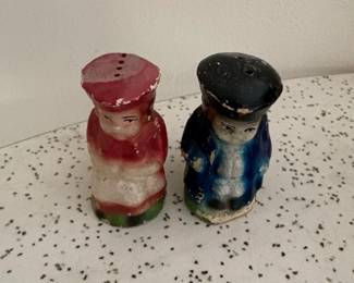 Vintage Chalkware Figural Salt and Pepper Shakers