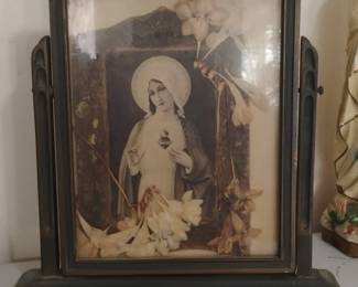 Vintage Immaculate Heart of Mary Swivel Frame