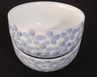 Japanese Blue and White Cherry Blossom Porcelain Bowls