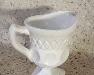 Vintage Thumbprint Milk Glass Creamer second image