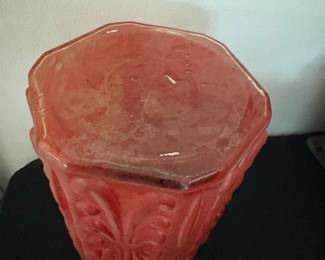 Vintage L.E. Smith Atterbury Scroll Satin Glass Canister third image