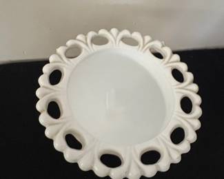 Indiana Glass Co. Lorraine Milk Glass Open Lace Compote second image