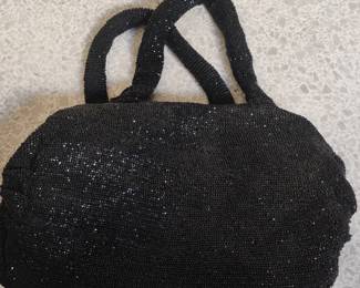 Vintage Black Beaded Handbag