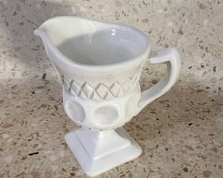 Vintage Thumbprint Milk Glass Creamer