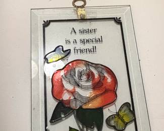 Vintage Decorative Glass Wall Plaque A Sister is a Special Friend second image