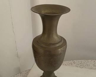 Vintage Indian Etched Brass Vase