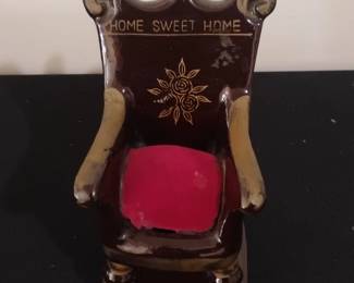 Vintage Ceramic Rocking Chair Pincushion with Measuring Tape