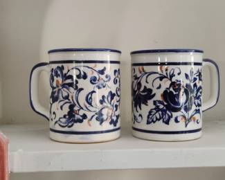 Vintage HandPainted Floral Ceramic Mugs