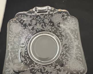 Cambridge Glass Wildflower Etched TwoHandled Bon Bon Dish second image