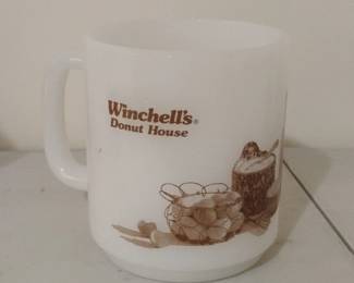 Vintage Winchells Donut House Glasbake Milk Glass Mug