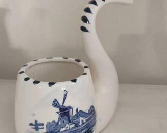 Delft Blue Windmill PipeShaped Ceramic Vase