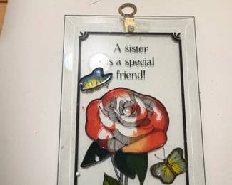 Vintage Decorative Glass Wall Plaque A Sister is a Special Friend