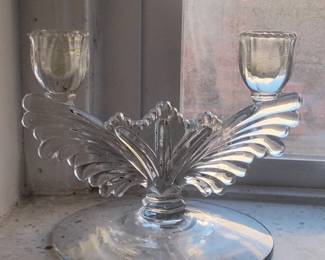 Vintage Tiffin Franciscan Art Deco Wing Double Candlestick