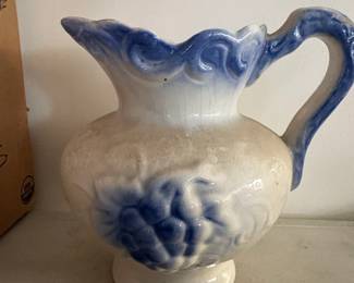 Vintage Flow Blue Style Ceramic Pitcher second image