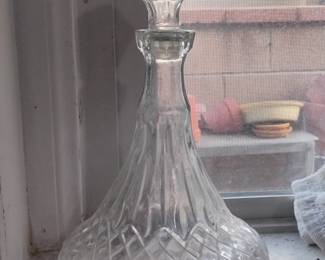 Vintage Diamond Cut Glass Ships Decanter