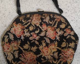 Vintage Floral Tapestry Handbag