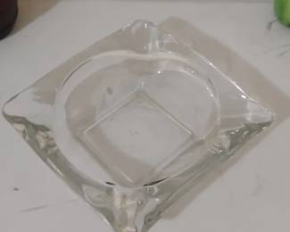Vintage Clear Glass Square Ashtray